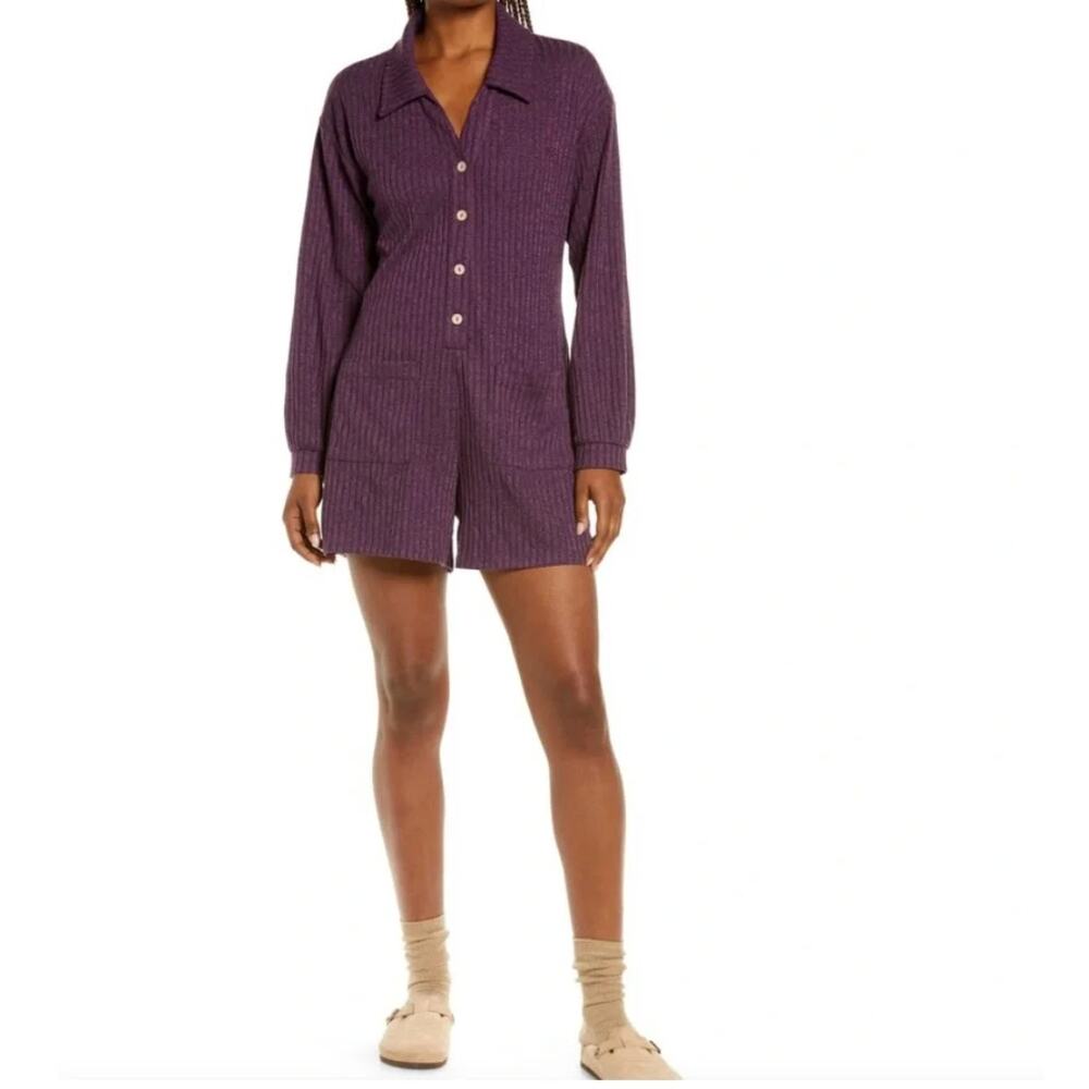 Onia NWOT Ribbed Knit Long Sleeve Relaxed Fit Loungewear Romper Large, MP $120